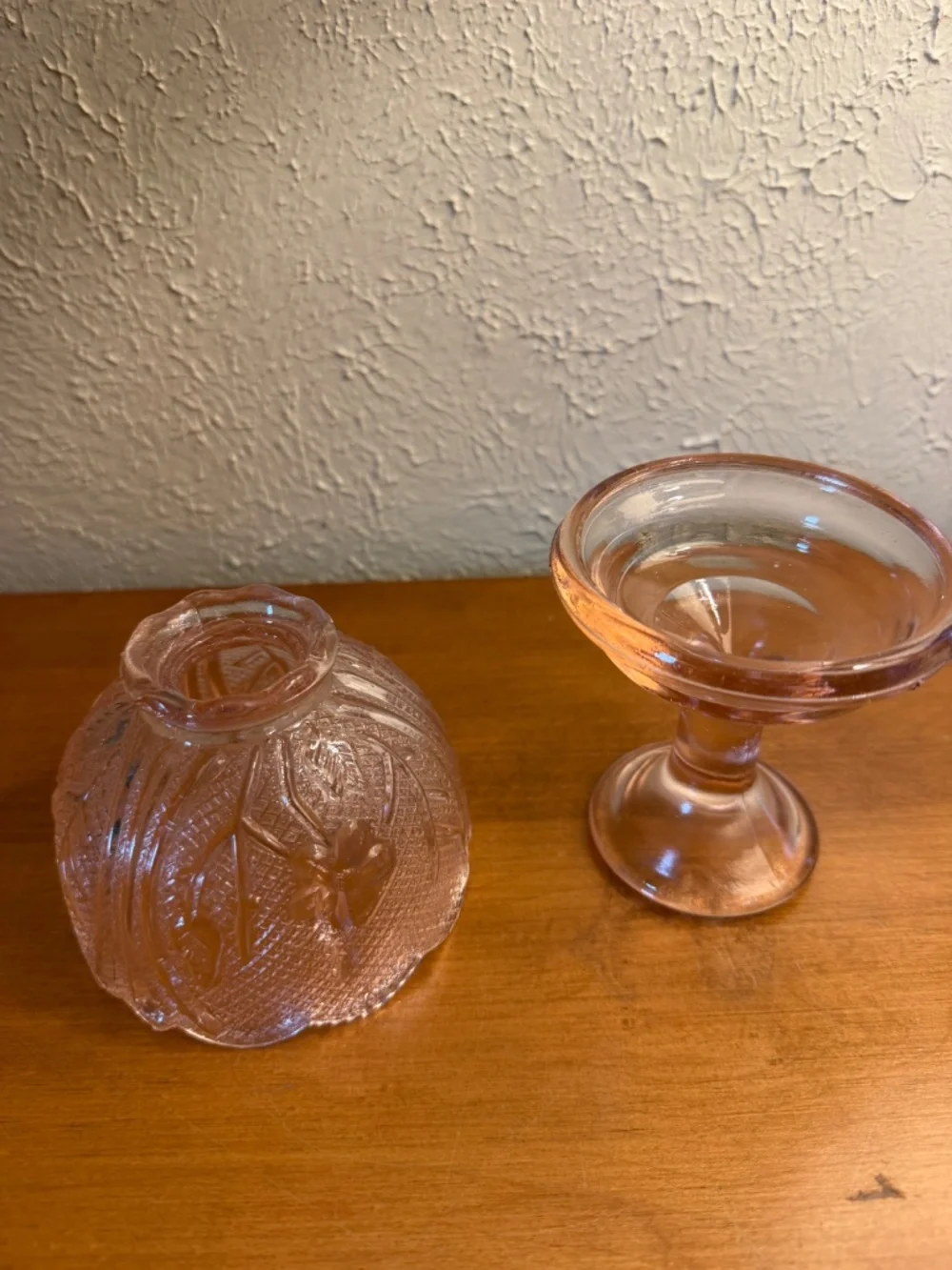 Vintage fairy lamp pink Indiana glass